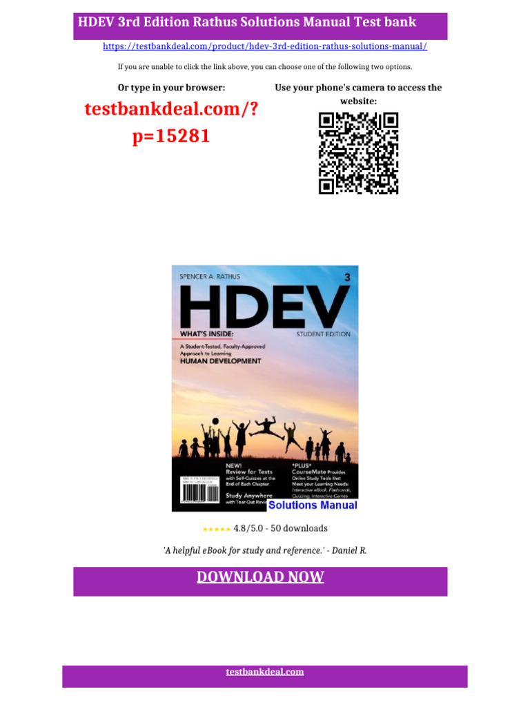 HDEV 3rd Edition Rathus Solutions Manual Testbank Extended Question Set ...