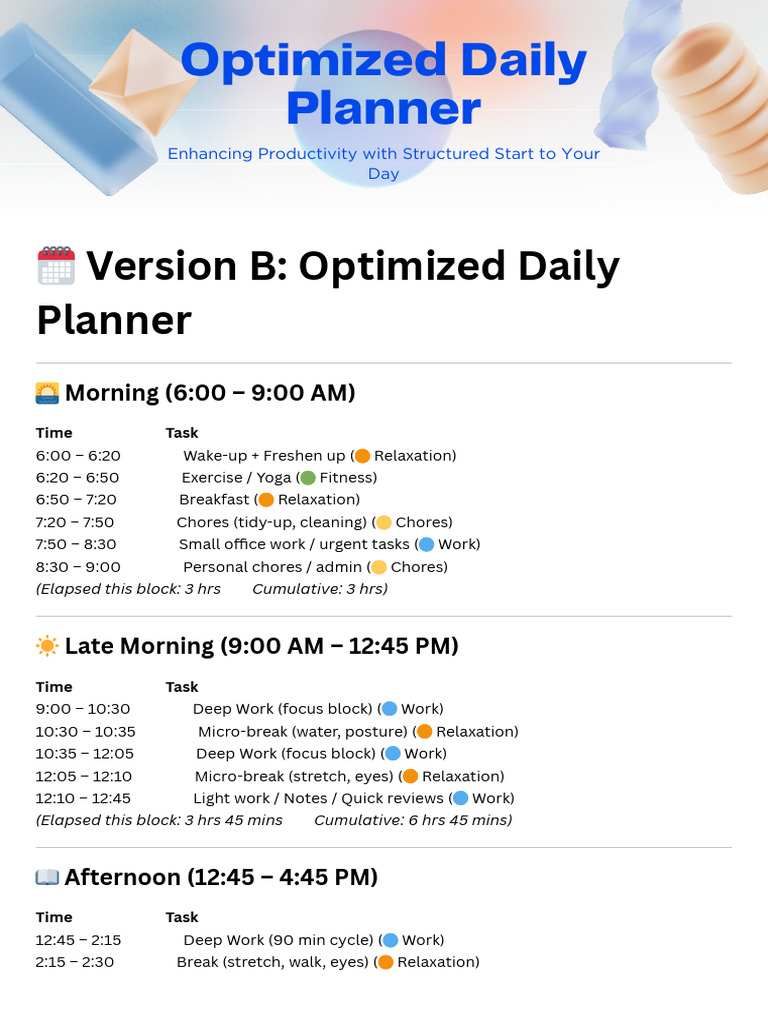 ? Version B Optimized Daily Planner | PDF | Determinants Of Health
