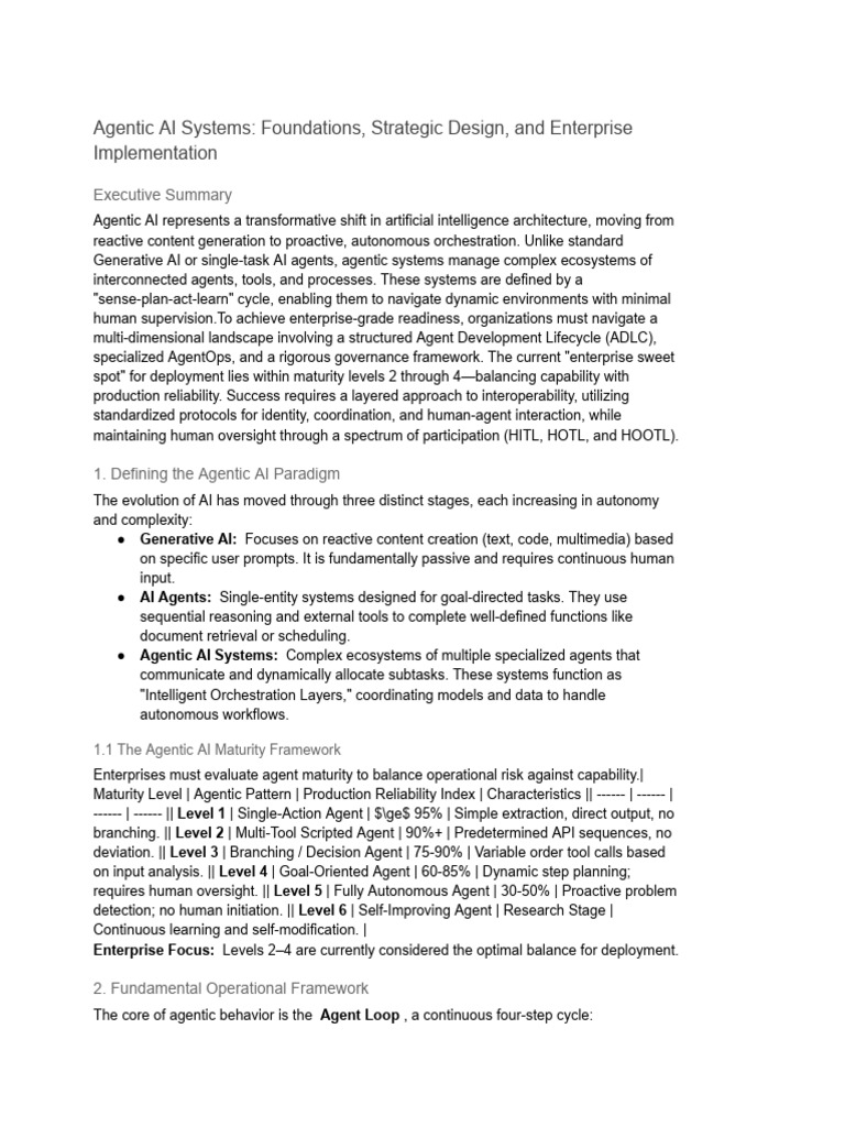 Agentic AI Systems - Foundations, Strategic Design, and Enterprise ...