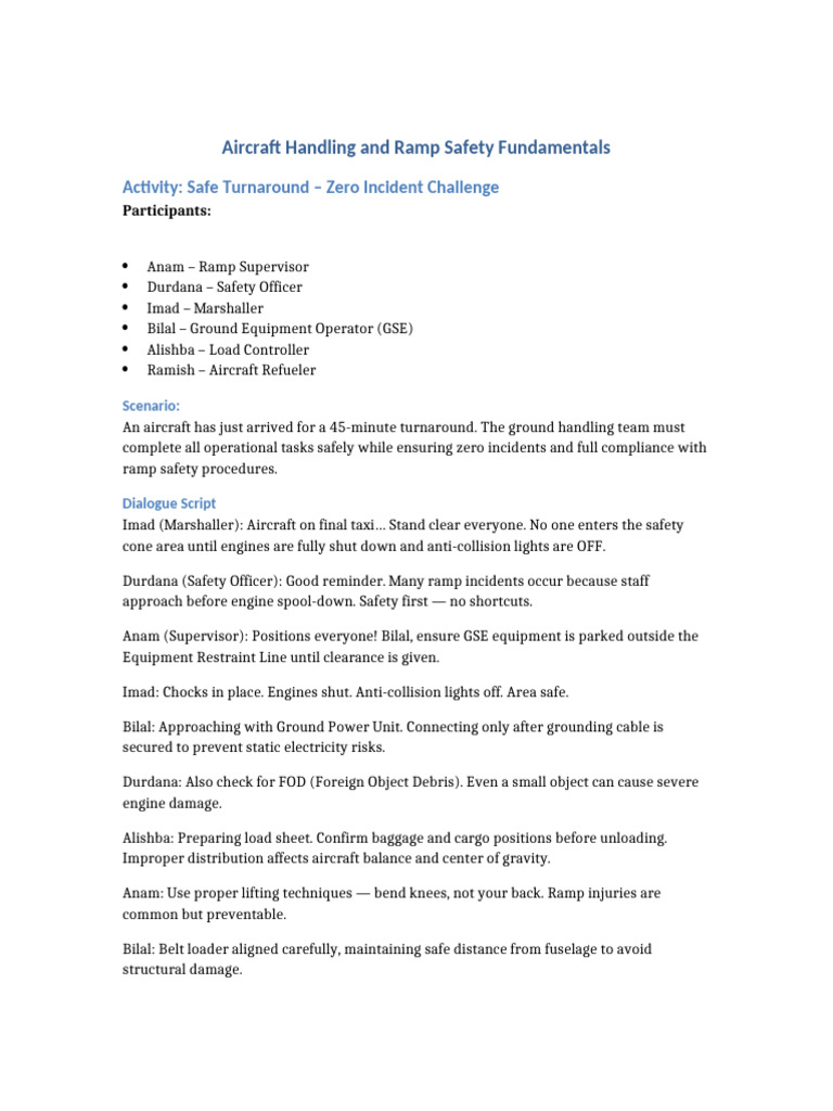 Aircraft Handling and Ramp Safety Activity | PDF | Aviation | Transport