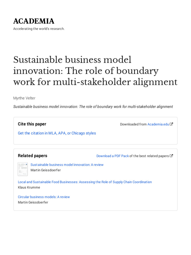 Innovation | PDF | Business Model | Sustainable Business