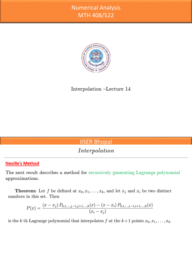 Lecture 14 Interpolation | PDF
