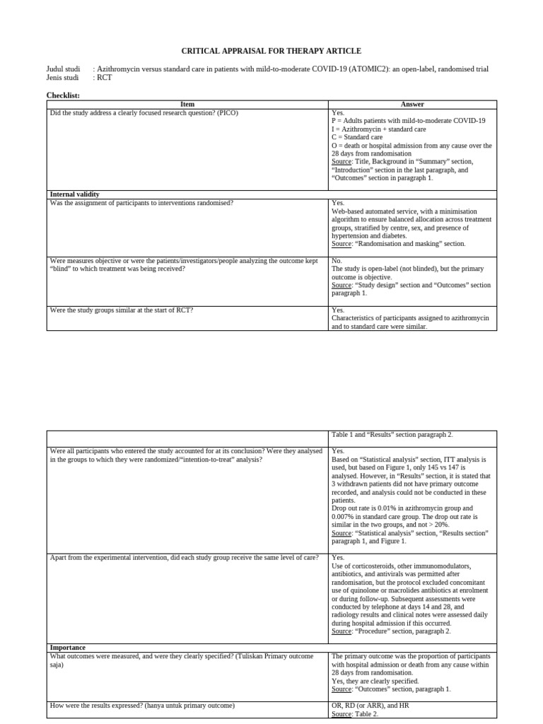 Form Tugas Checklist RCT PSKPS | PDF | Randomized Controlled Trial ...