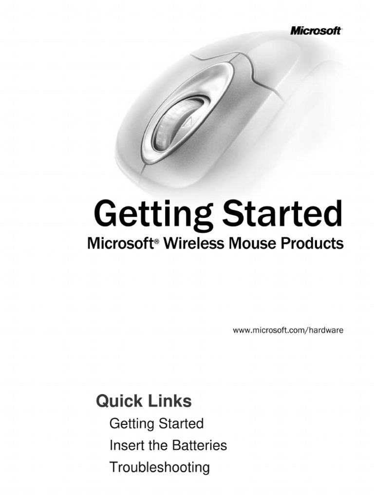 Microsoft Wireless Optical Mouse 2.0 Model 1008 Getting Started | PDF