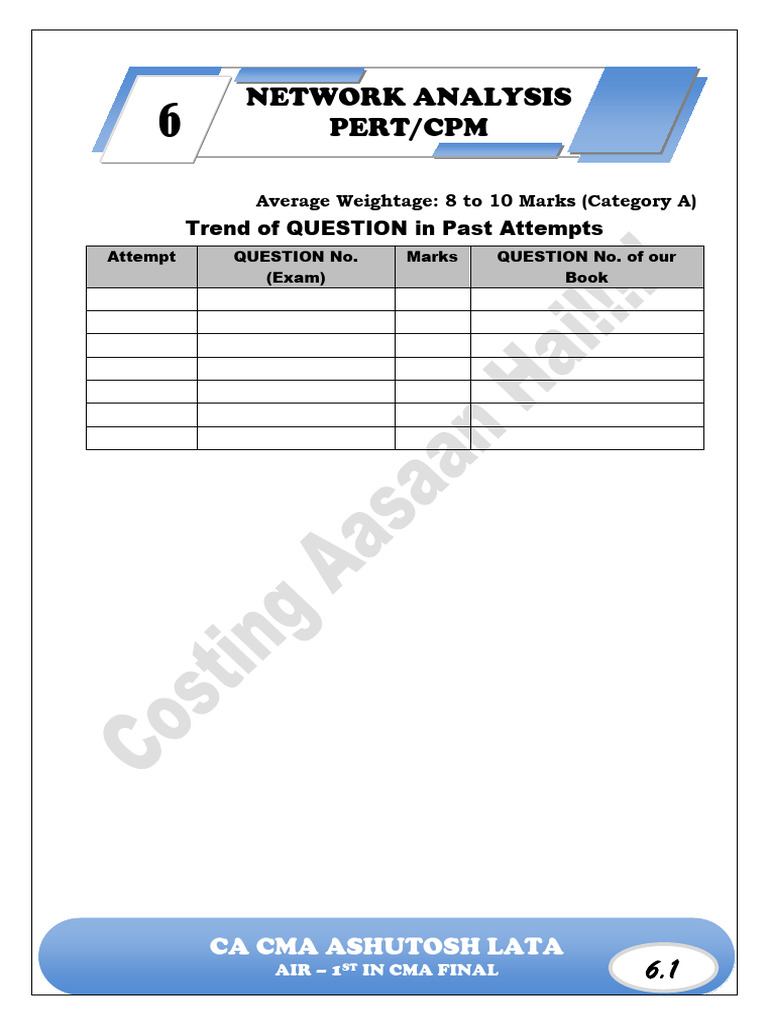 Network Analysis-Pert, CPM | PDF | Applied Mathematics
