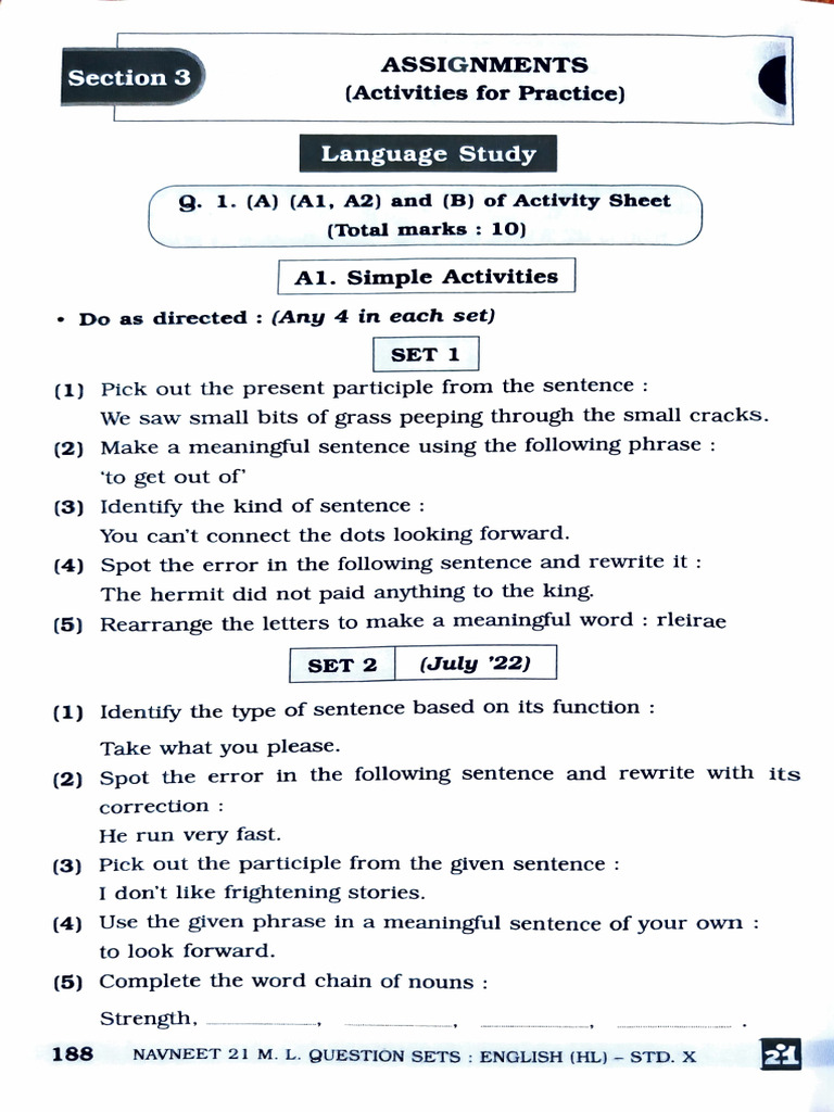 Eng Important Questions 10 STD | PDF