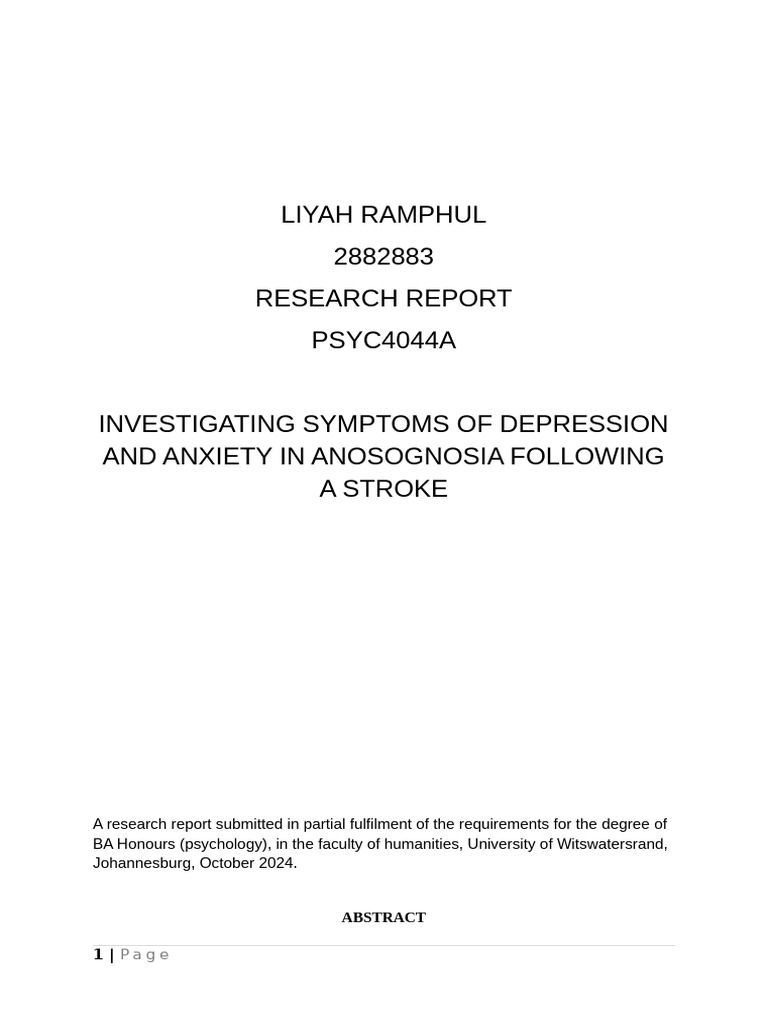 Ramphul Liyah 2882883 Research Report | PDF | Self Esteem | Statistics