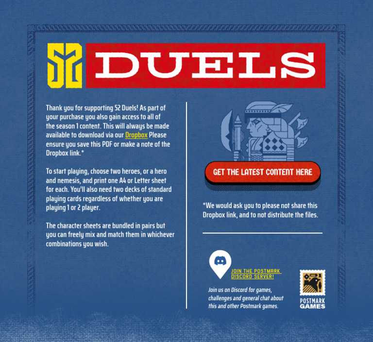 52 Duels - (Postmark Games) - 52 Duels - READ ME FIRST | PDF