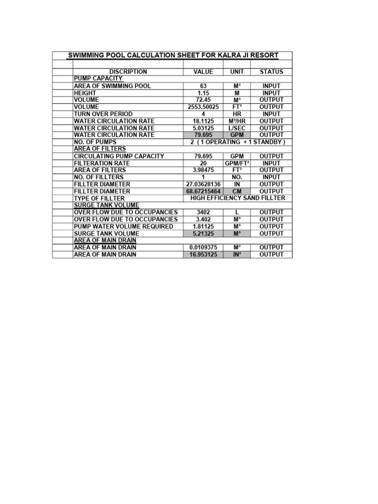 Swimming Pool Calculations | PDF
