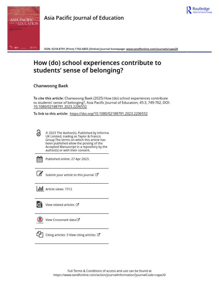 How Do School Experiences Contribute To Students Sense of Belonging ...