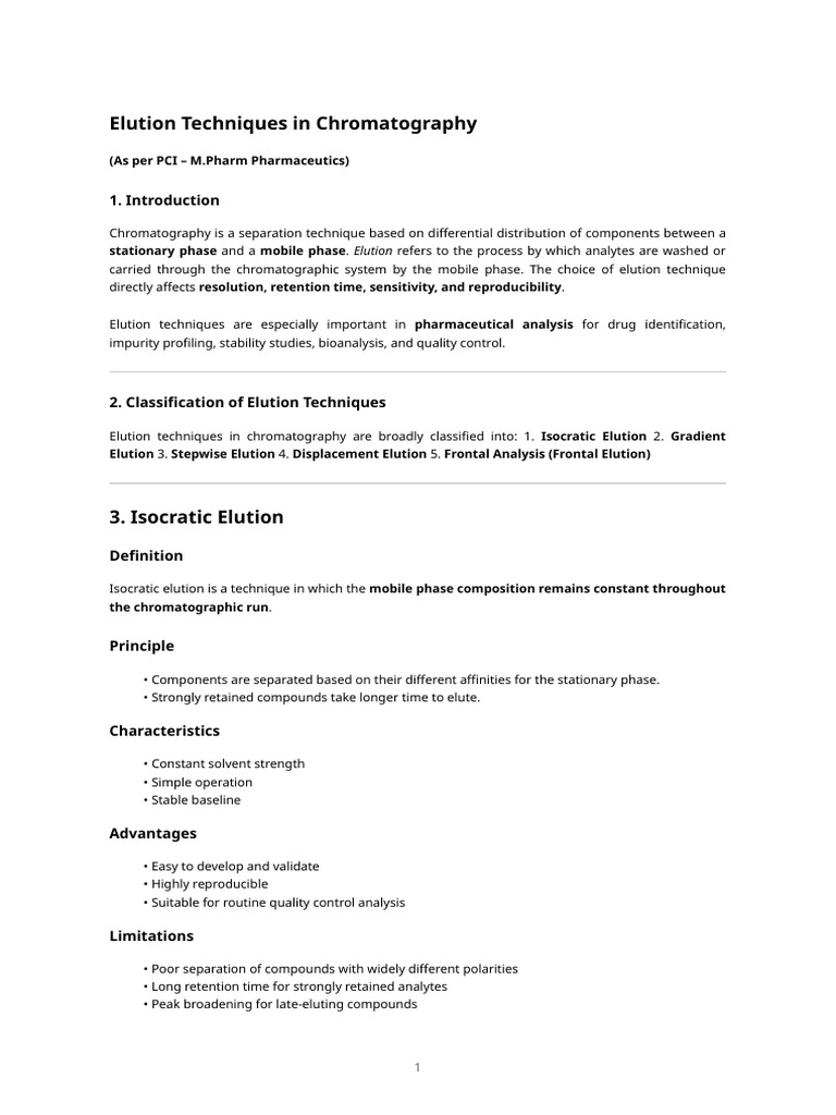 Elution Techniques in Chromatography (M | PDF | High Performance Liquid ...