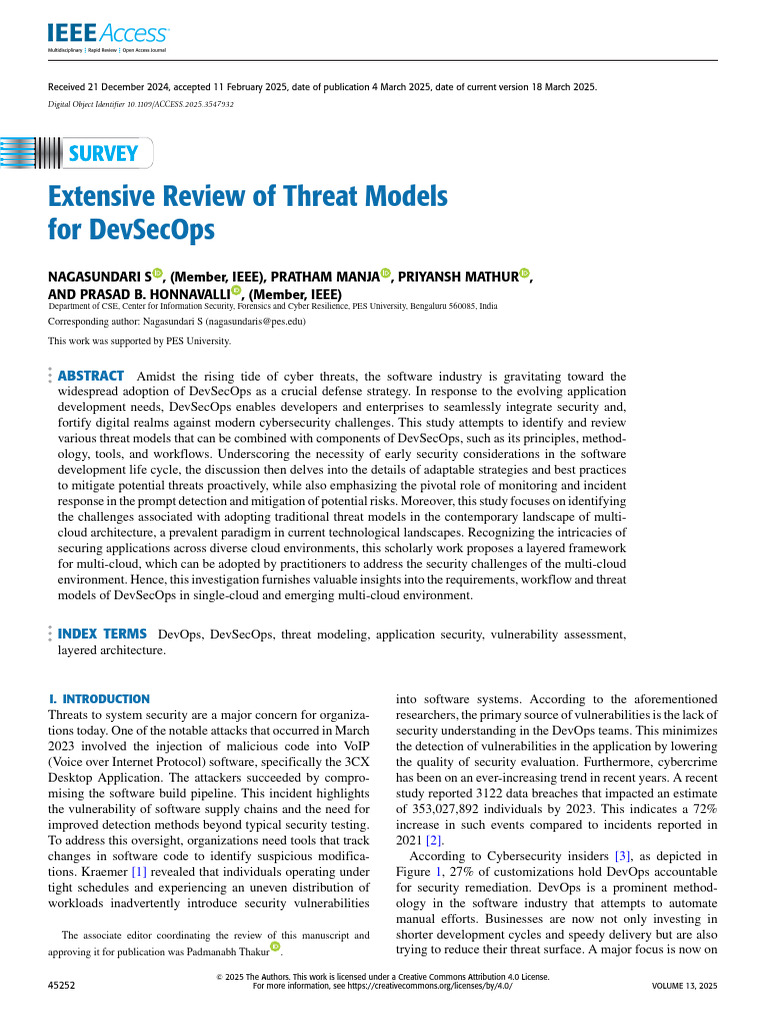 Extensive Review of Threat Models For DevSecOps | PDF | Security ...