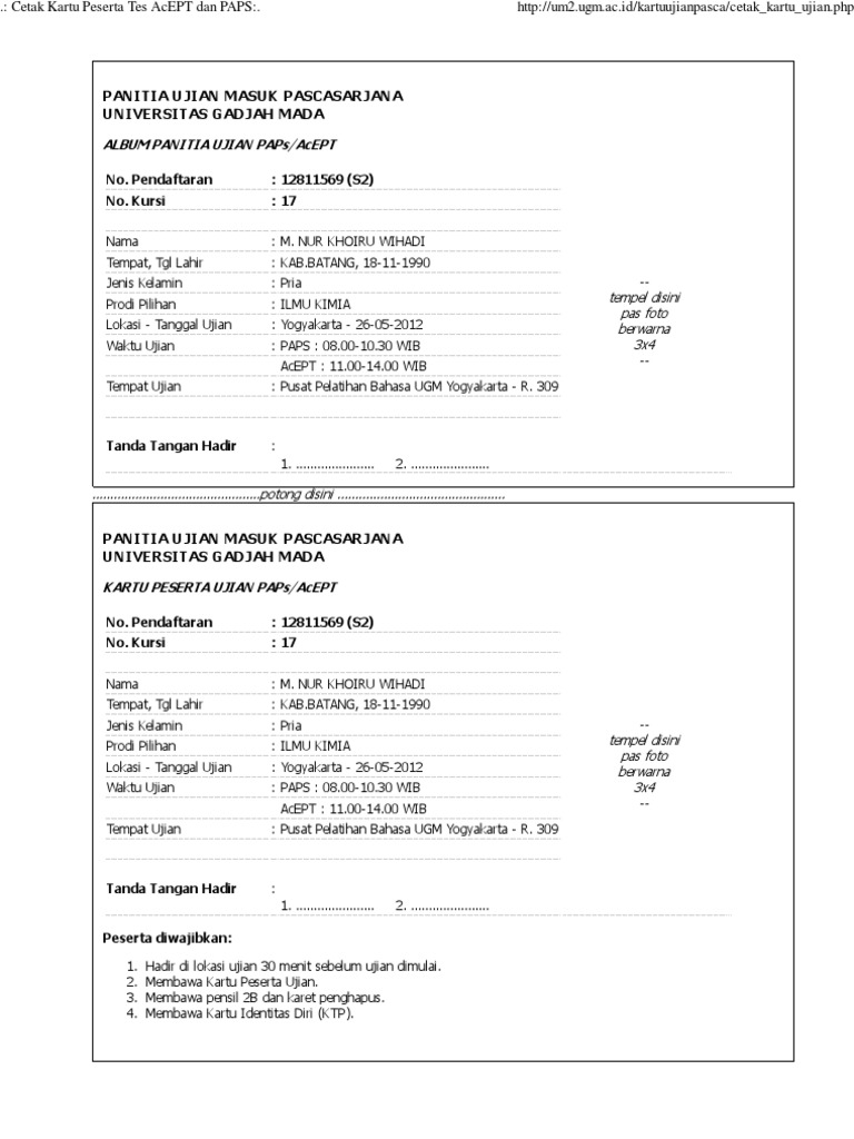 Cetak Kartu Peserta Tes Acept Dan Paps