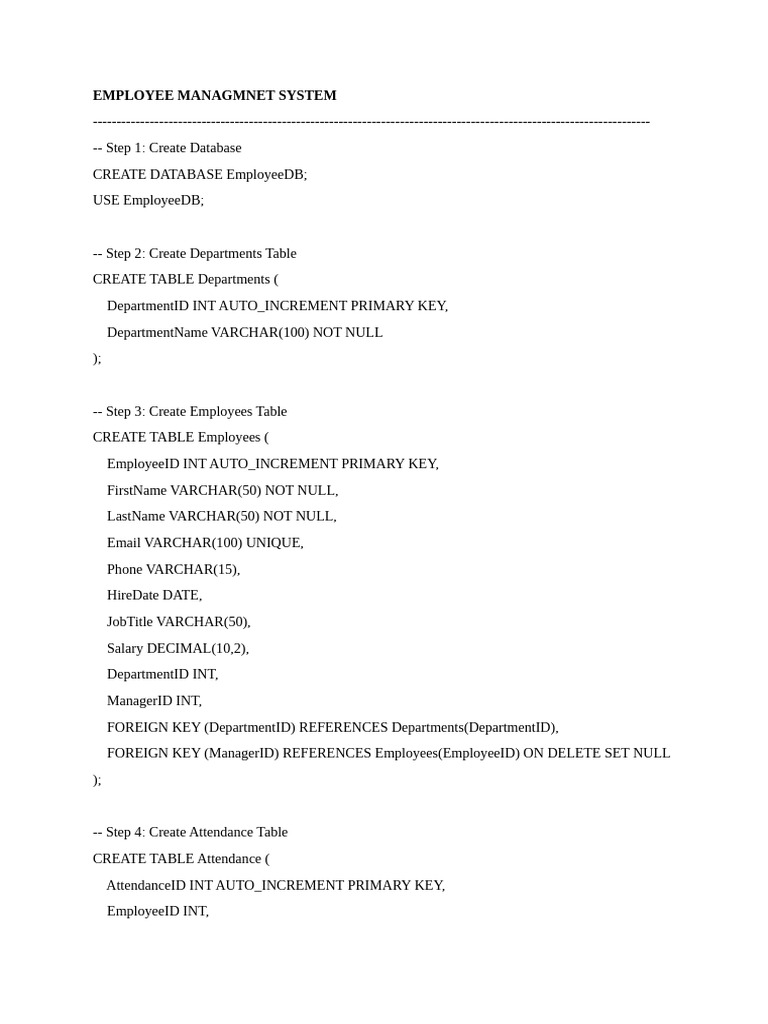 Employee Managmnet System | PDF | Data Management | Software Design