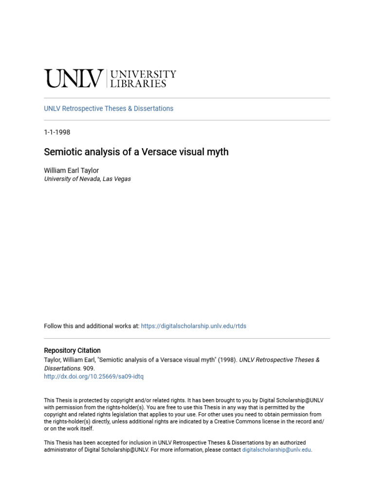 Semiotic Analysis of A Versace Visual Myth | PDF | Semiotics ...
