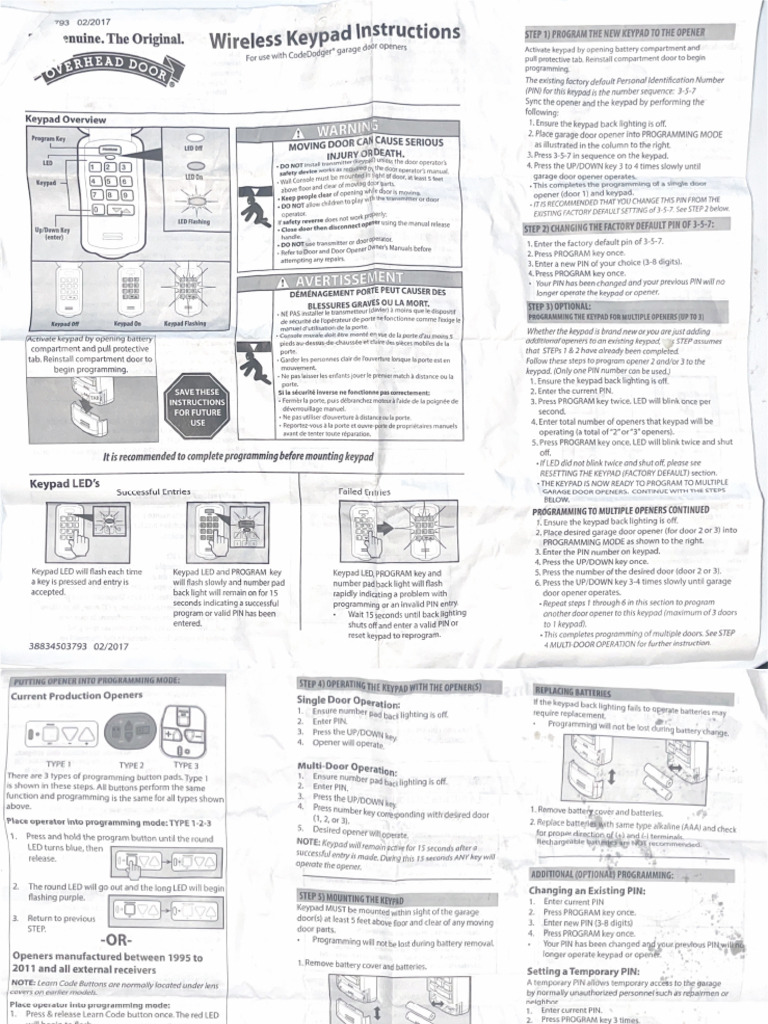 Garage Opener Keypad | PDF