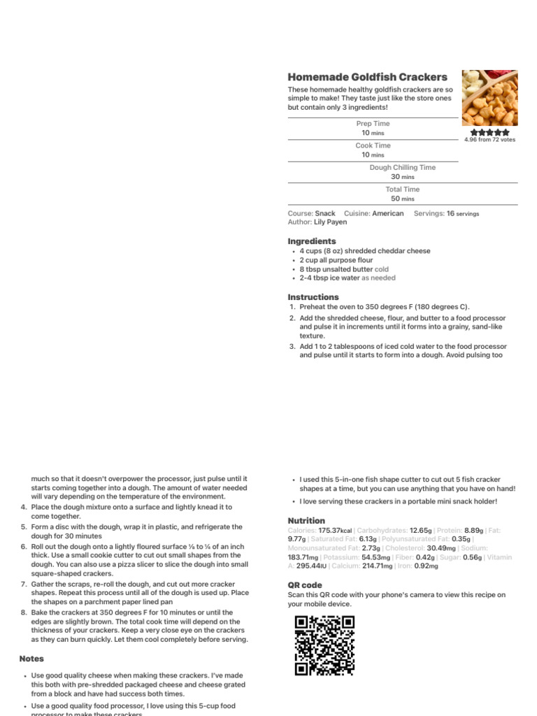 Homemade Goldfish Crackers | PDF | Dough | Fat