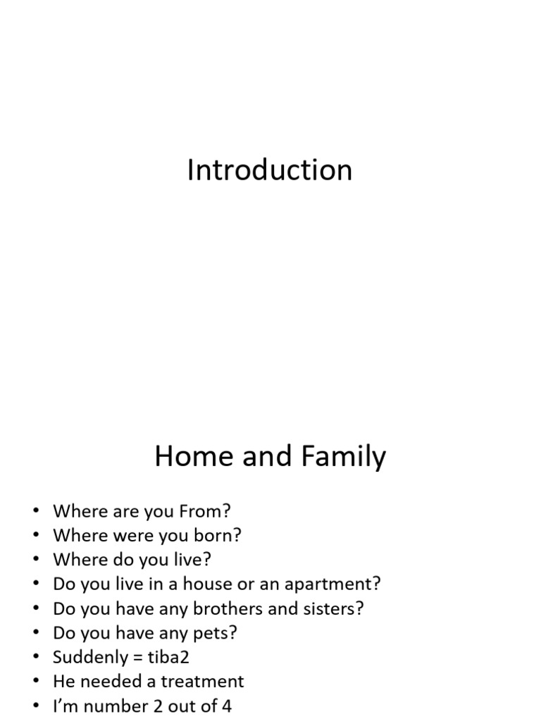 Introduction Conversation Question | PDF