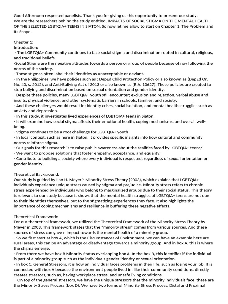 Defense Script and Explanation | PDF | Social Stigma | Mental Health