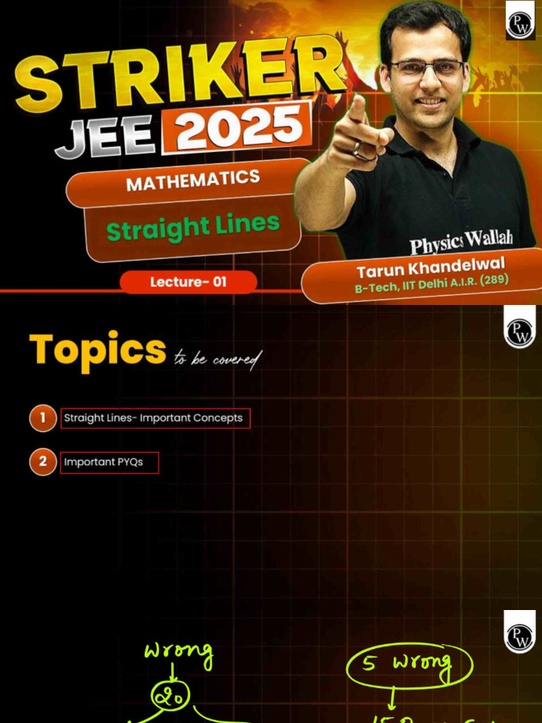 Straight Lines Class Notes | PDF
