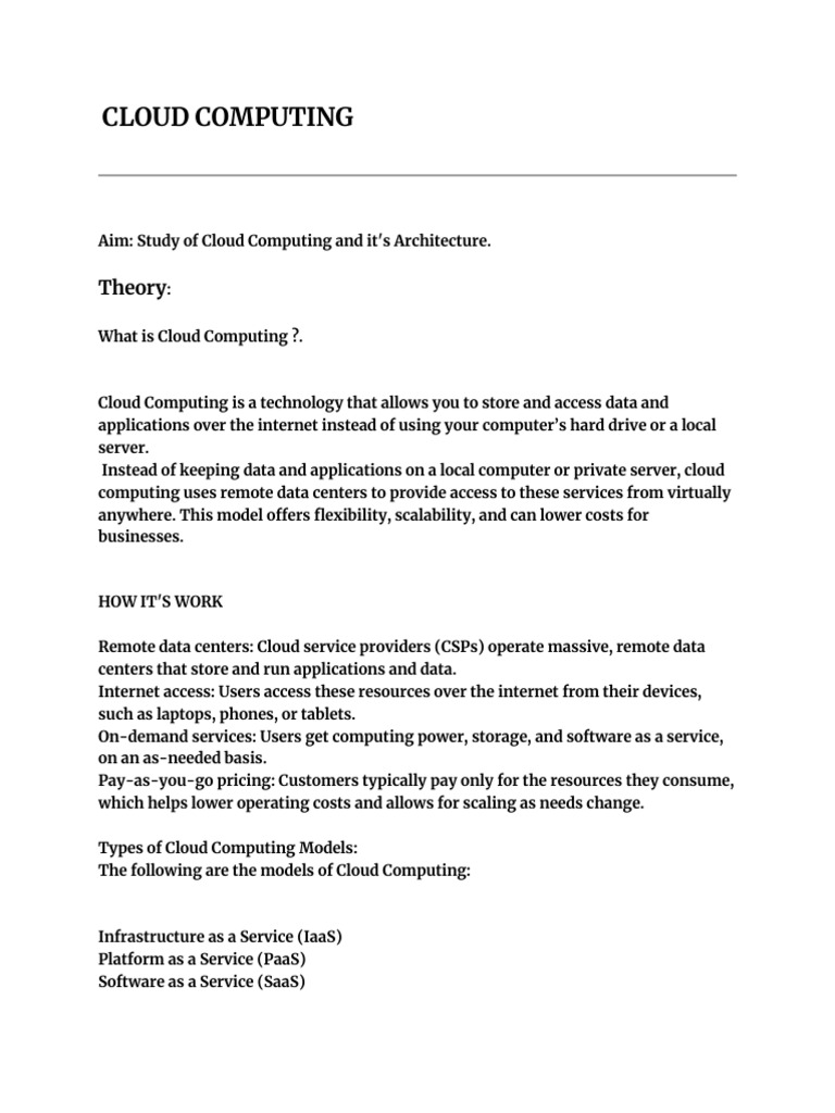 Cloud Computing: Theory | PDF | Cloud Computing | Software As A Service