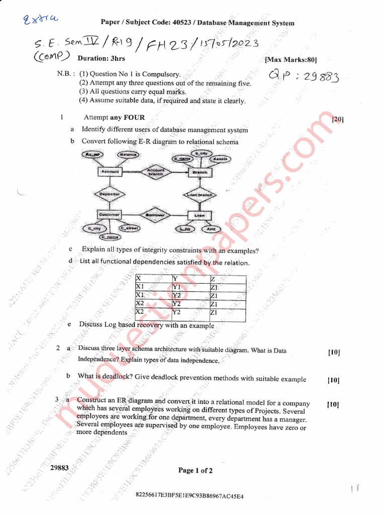 Be Computer Engineering Semester 4 2023 May Database Management ...