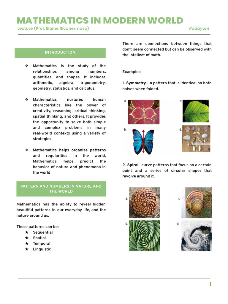 MMW Lecture | PDF | Set (Mathematics) | Pattern