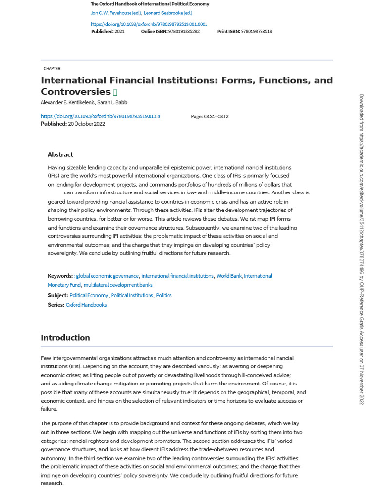 International Financial Institutions: Forms, Functions, and ...