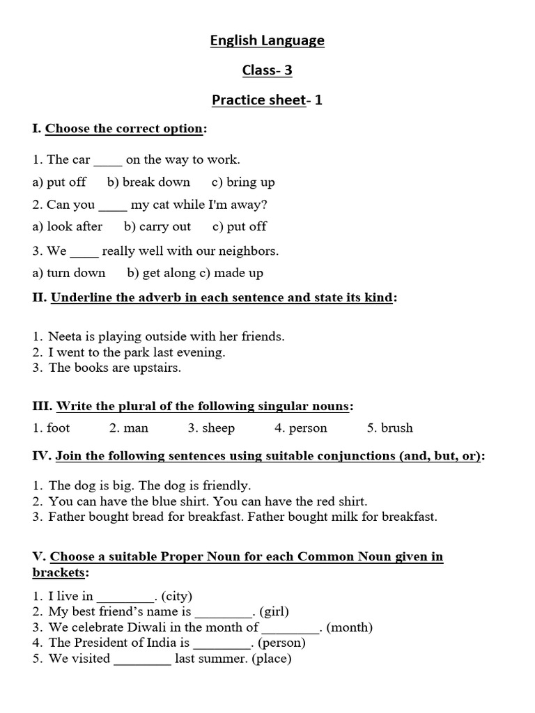 Eng. Lang. P.S 1 (Class 3) | PDF
