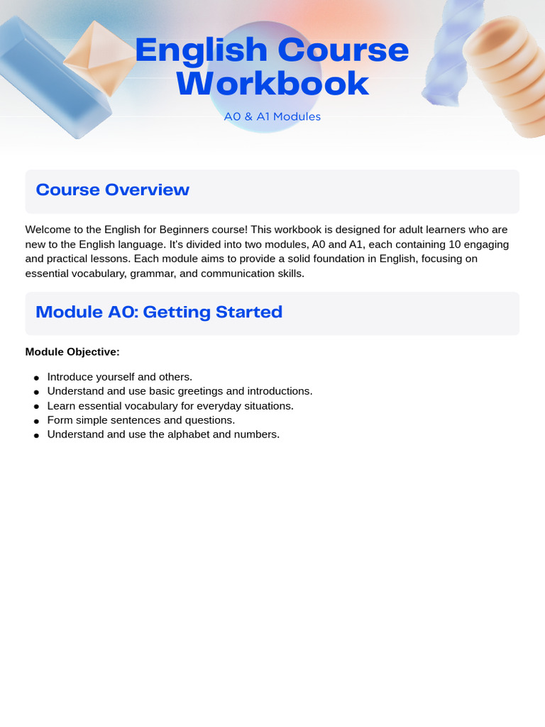 English Course Workbook | PDF | English Language | Object (Grammar)