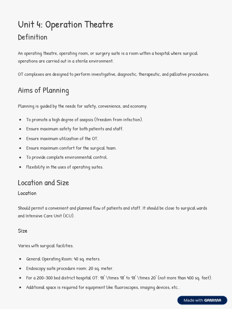 Unit 4 Operation Theatre | PDF | Operating Theater | Surgery