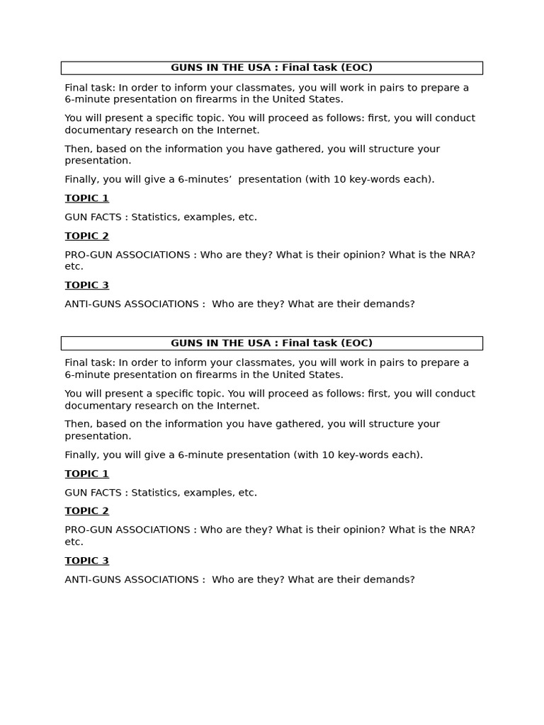 Final Task Eocguns in The Usa | PDF