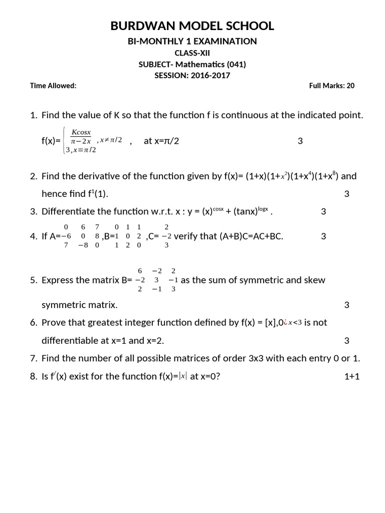 Bi Monthly 1math | PDF