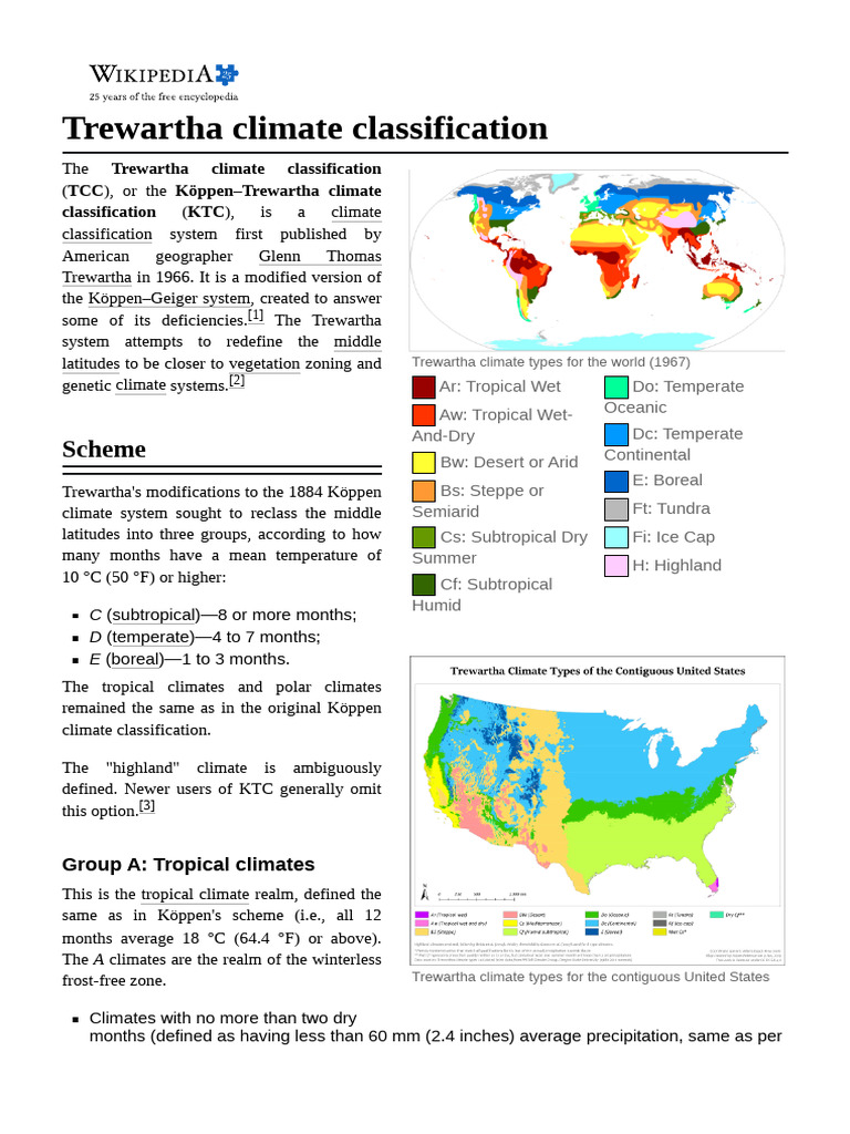 Trewartha Climate Classification | PDF | Temperate Climate | Natural ...