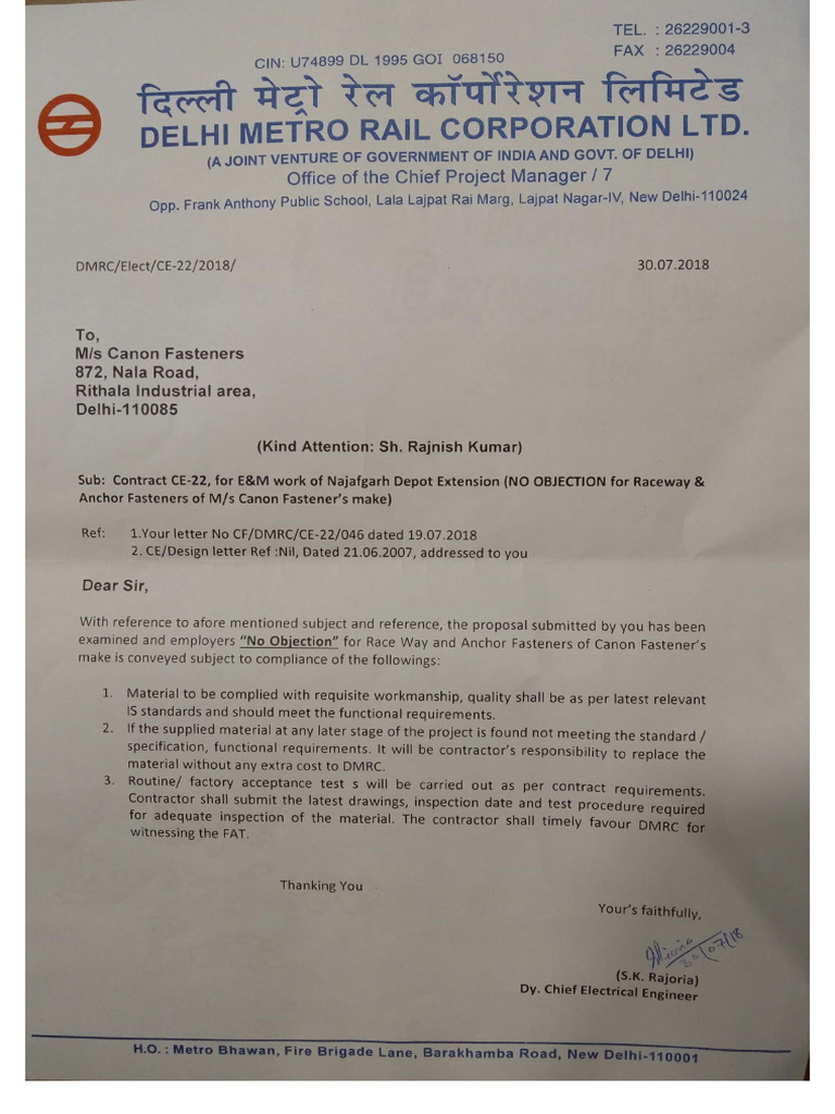 DMRC Enm Item Approval | PDF