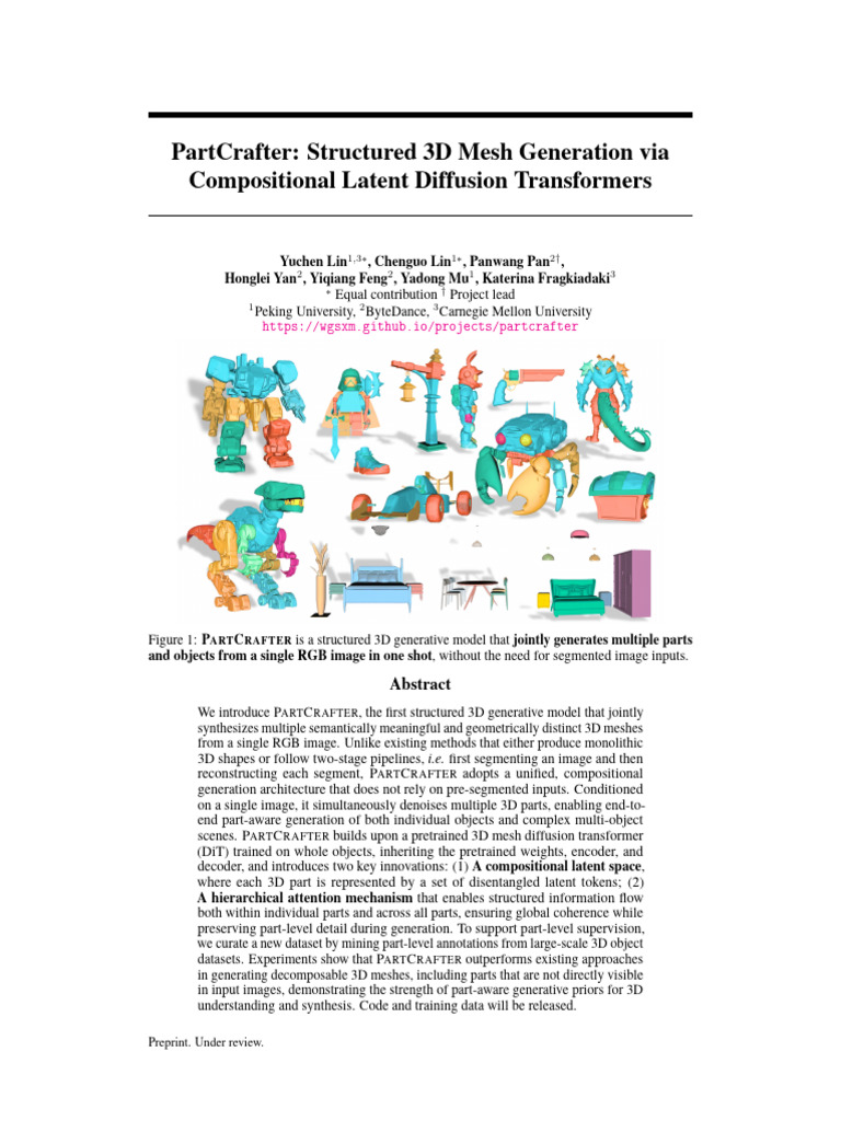 Partcrafter: Structured 3D Mesh Generation Via Compositional Latent ...