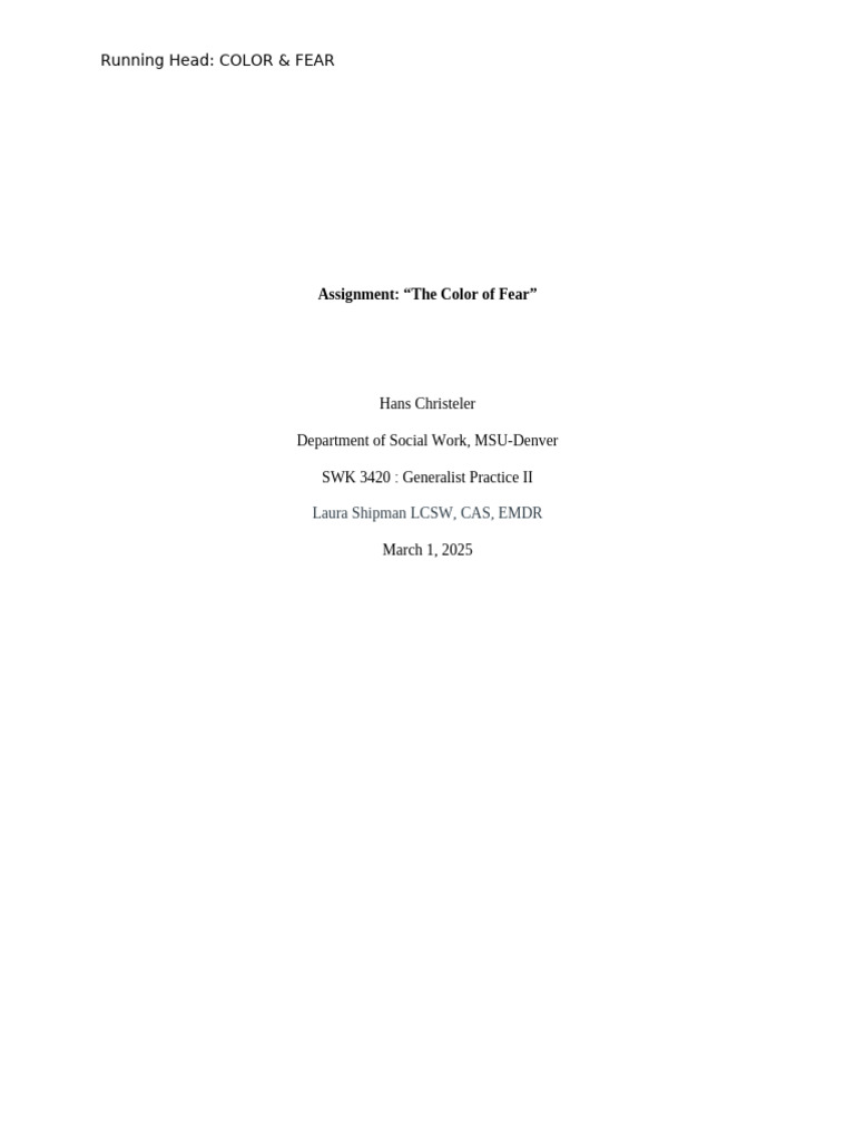 Color of Fear | PDF | Experience | Anger