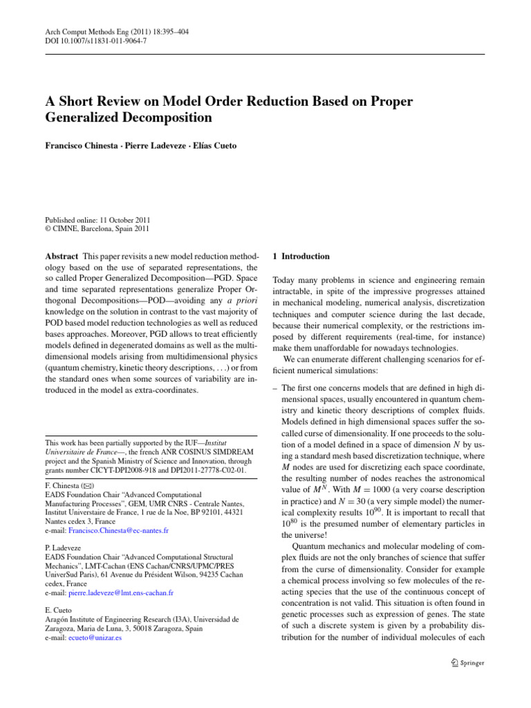 A Short Review On Model Order Reduction Based On Proper Generalized ...