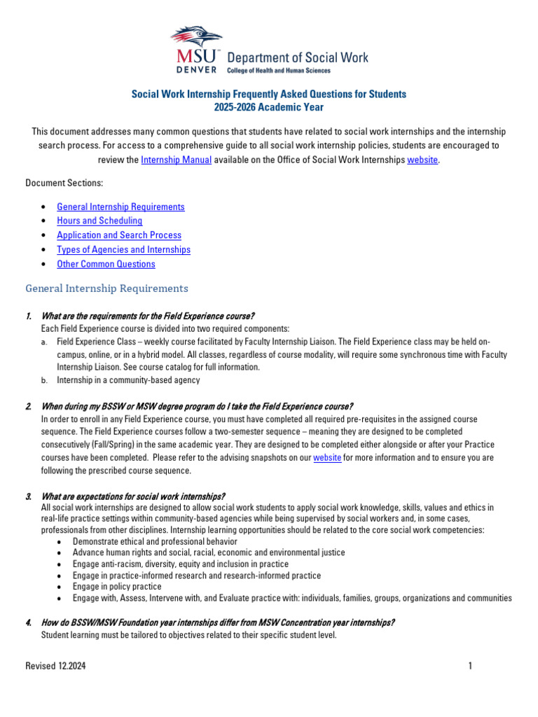 2025-26 Student Internship Education FAQs | PDF | Social Work | Internship
