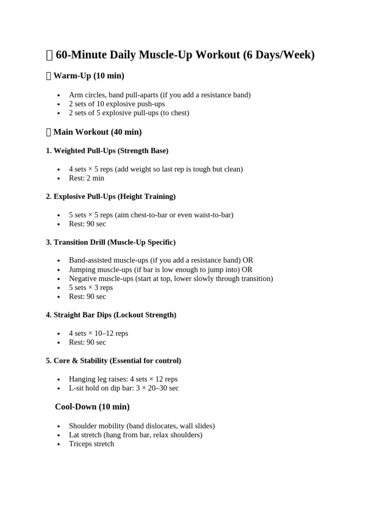 60 Minute Daily Muscle Up Workout (6 Days/Week) | PDF