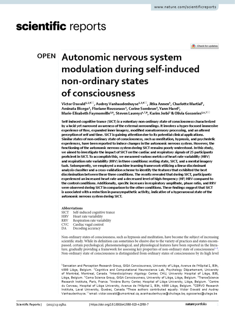 Autonomic Nervous System & Auto Induced Cognitive Transe | PDF ...