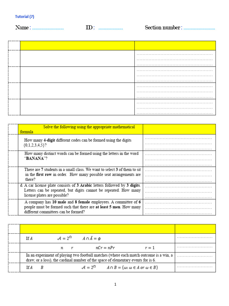 Tutorial | PDF | Mathematics
