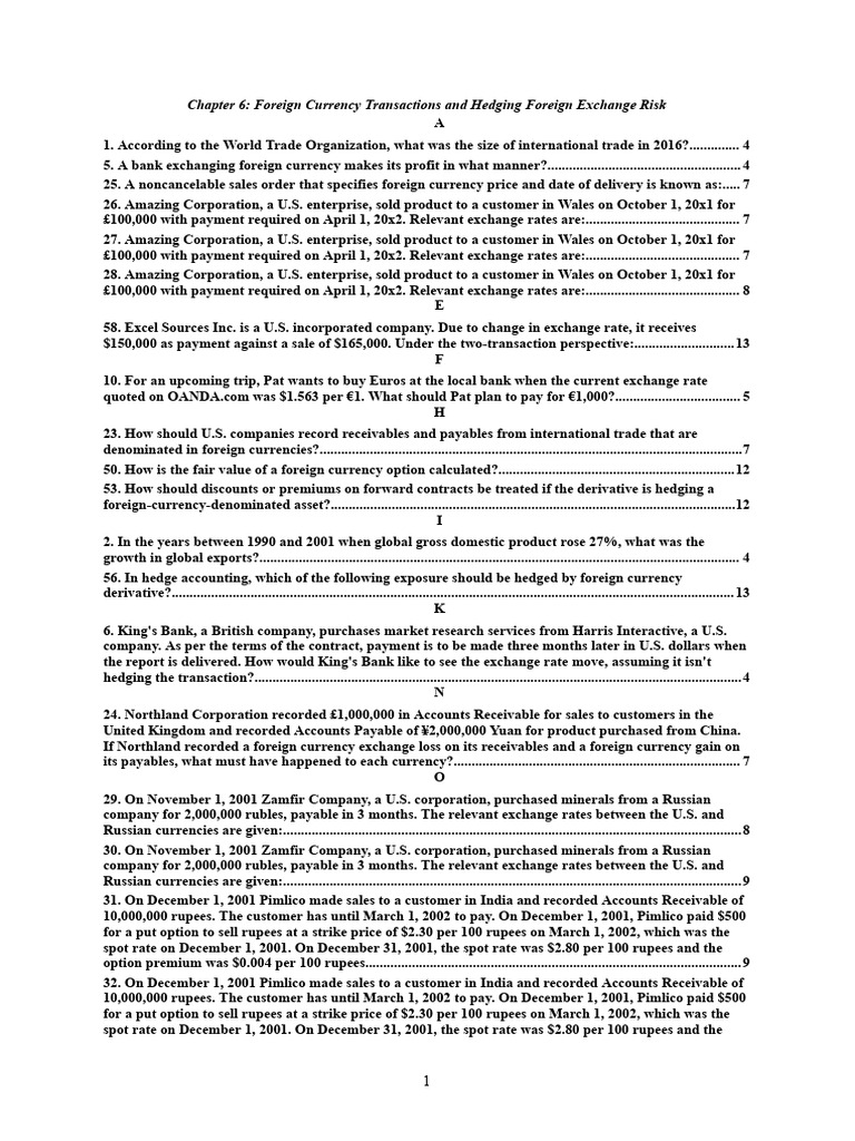 Chapter 6 - Foreign Currency Transactions and Hedging Foreign Exchange ...