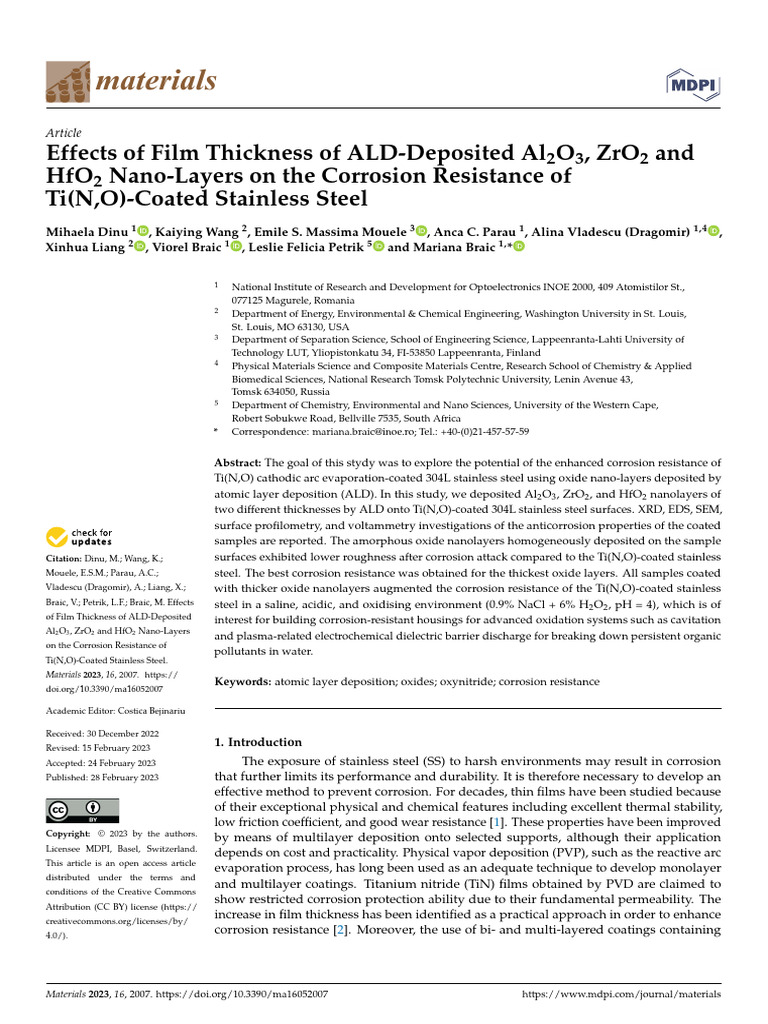 Effects of Film Thickness of ALD-Deposited Al2O3, ZrO2 and HfO2 Nano ...