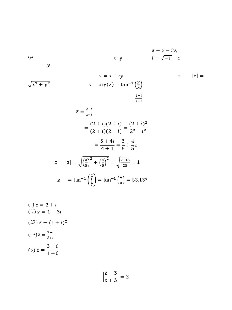 Complex Variables Lec 1 To 5 | PDF | Curve | Complex Number