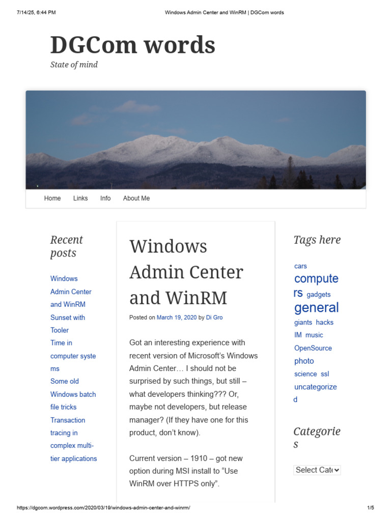Windows Admin Center and WinRM - DGCom Words | PDF | Cyberspace ...
