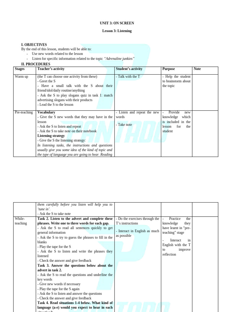 Solutions Pre-Intermediate - Unit 3C - On Screen (Listening) | PDF ...