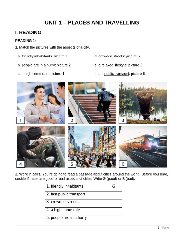 Lesson 1 - Reading | PDF | Adjective | Verb