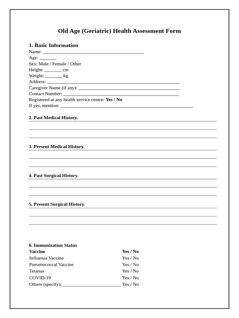 Geriatric Assessment | PDF | Geriatrics | Weight Loss
