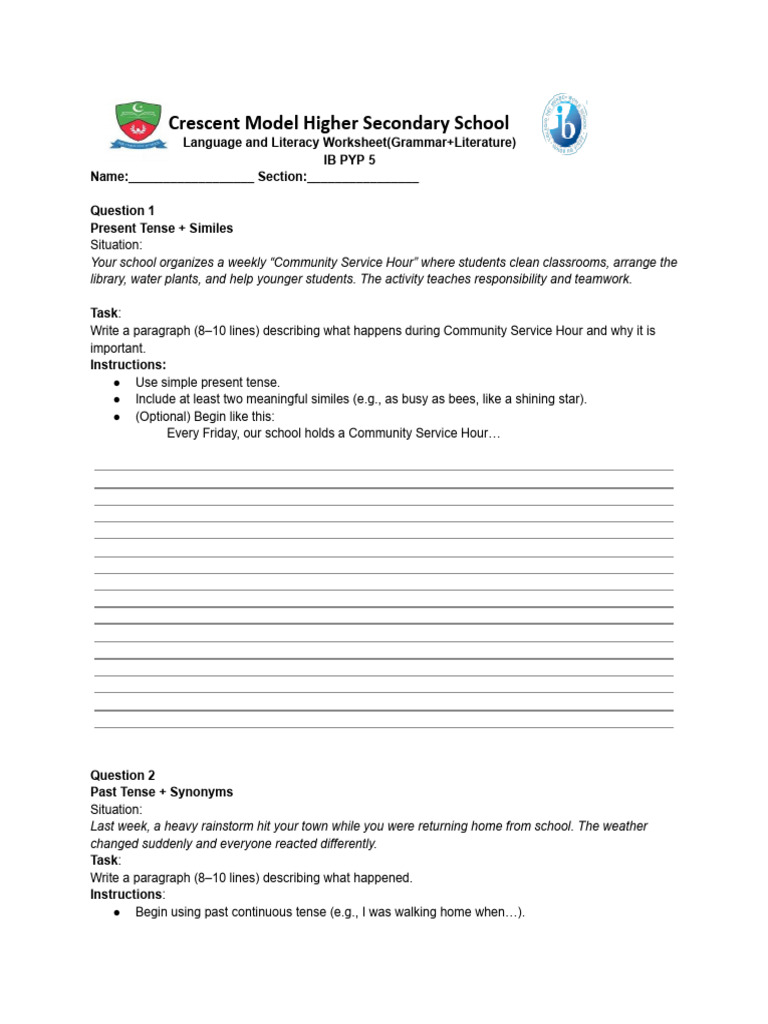 L&L Reinforcement Worksheet | PDF